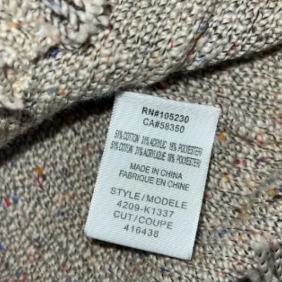 Joie Tweed Knit Fringe Cotton Blend Cardigan in Beige Confetti Size Medium - Picture 7 of 9